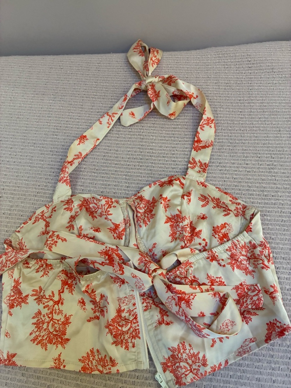Cider Cream and Red Floral Halter Camisole